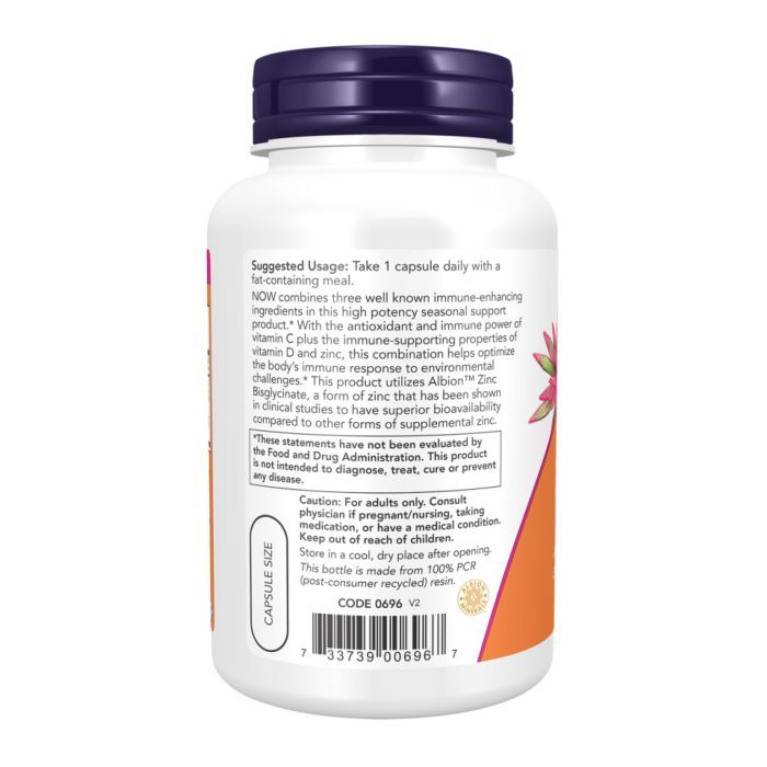 C-1000 Zinc & D-3 NOW Seasonal Immune Support – комплексна підтримка імунітету - 100 vcaps