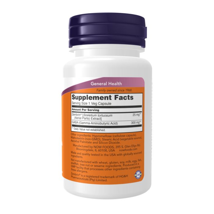NOW Zembrin® – підтримка мислення та емоційної стабільності  GABA - 60 vcaps