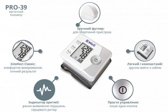 Зап'ястний тонометр B.Well PRO-39