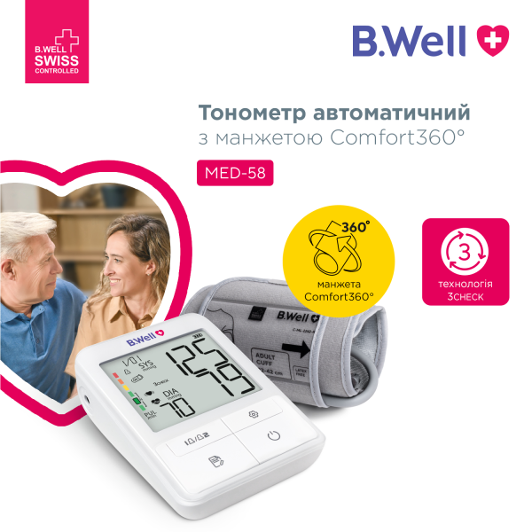Автоматичний тонометр B.Well MED-58 з адаптером
