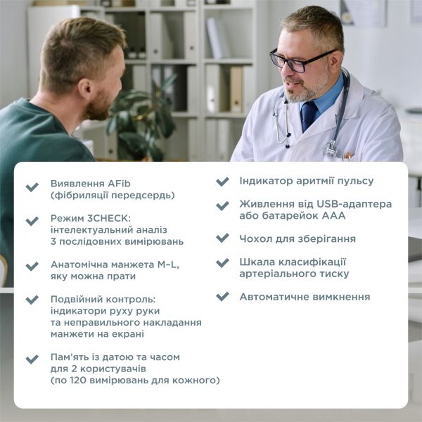 Автоматичний тонометр B.Well TH-75 з виявленням фібриляції передсердь (AFib), без адаптеру (Швейцарія)