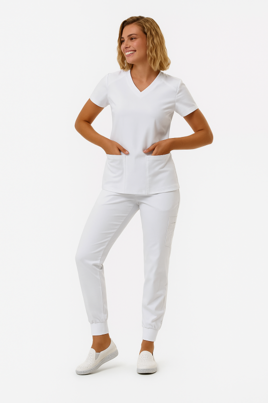 Шеллі  Медичний Костюм білого кольору Шеллі  Медичний Костюм білого кольору