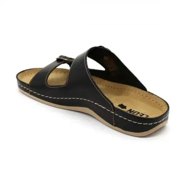 Чоловічі шльопанці Leon Чорний 702M-black ортопедія