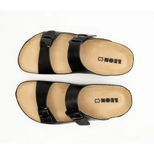 Чоловічі шльопанці Leon Чорний 703M-black ортопедія