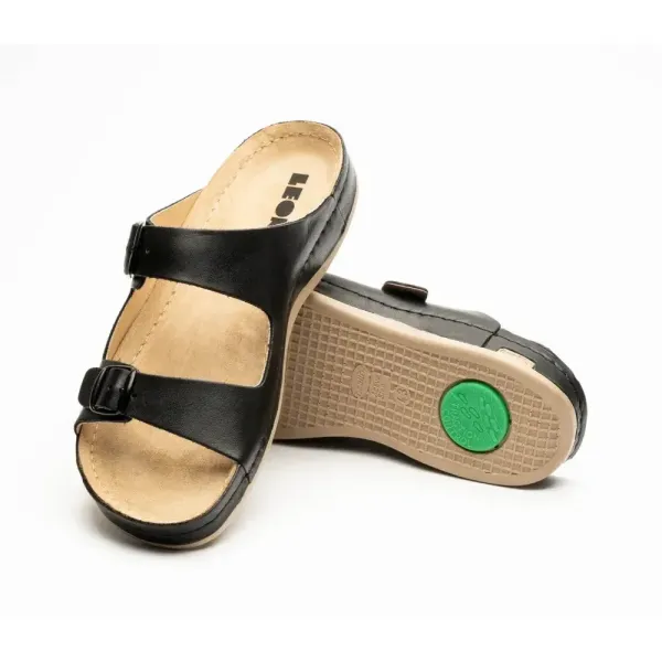 Чоловічі шльопанці Leon Чорний 703M-black ортопедія