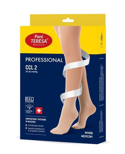 Чулки компрессионные PROFESSIONAL CCL 2 класс компрессии длинные, закрытые, 0442, Pani Teresa Professional 