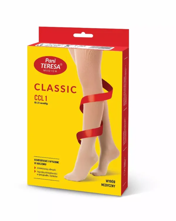 Панчохи 1 клас компресії 15-21 мм. рт. ст. довгі ,закритий мисок Pani Teresa св бежевий