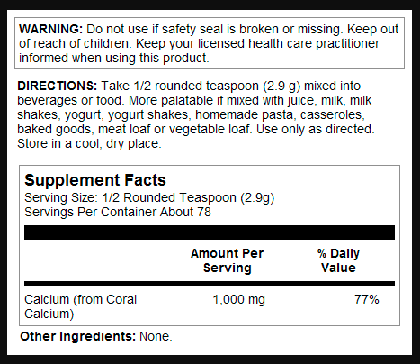 Coral Calcium Powder 1000mg - 8oz