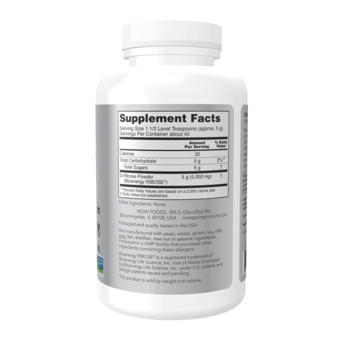 NOW® D-Ribose Powder – енергія клітин, витривалість і підтримка м’язів - 227g 