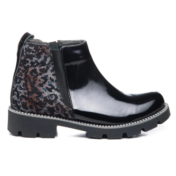 Ботинки для девочек леопард черный (арт.LEO-1038) Theo Leo (Турция)