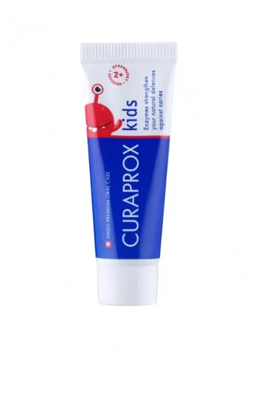 Дитяча зубна паста з полуничним смаком. З фтором 950ppm. . Об’єм - 10мл. Для дітей віком від 2-х років.