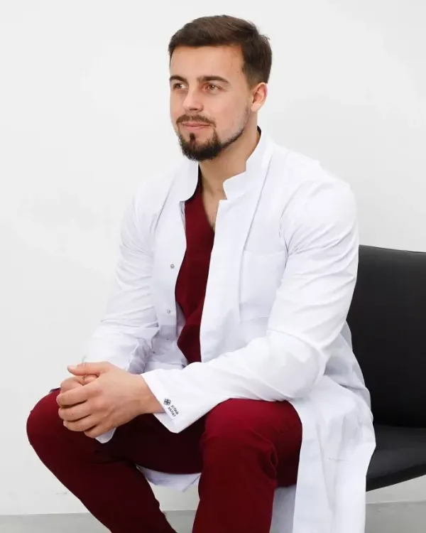 Халат медичний чоловічий Амстердам колір білий-сірий Халат медичний чоловічий Амстердам колір білий-сірий