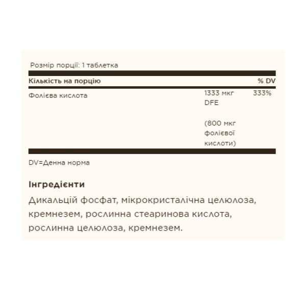 Folic Acid 800 mcg - 250 tabs