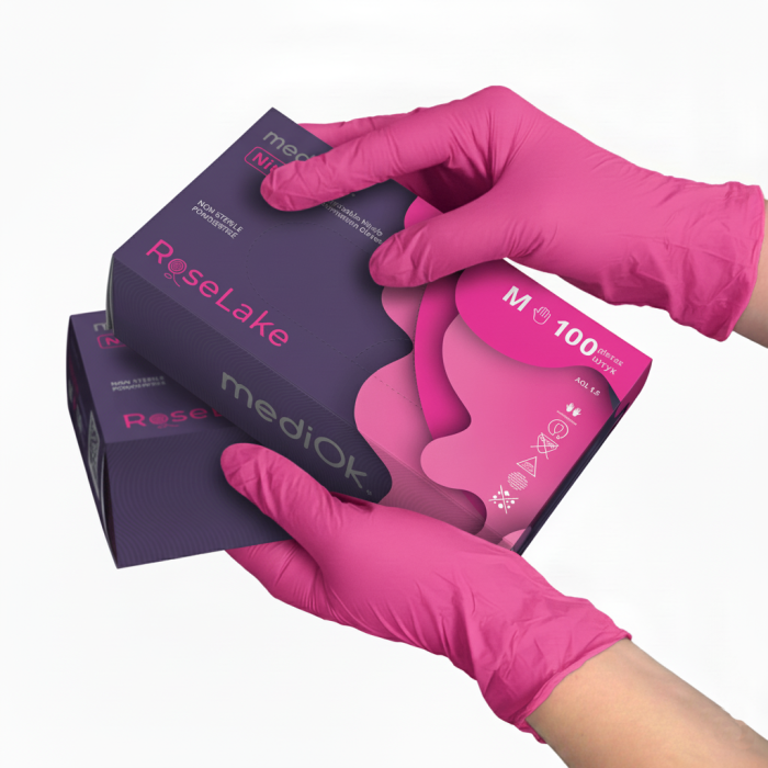 Медичні рукавички нітрилові Nitrile Rose Lake Рожеві 3,5 г Медичні рукавички нітрилові Nitrile Rose Lake Рожеві 3,5 г