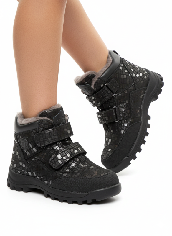 Черевики дитячі профілактичні зимові, чорний/сріблястий (арт.LEO-2308), Theo Leo (Туреччина) Черевики дитячі профілактичні зимові, чорний/сріблястий (арт.LEO-2308), Theo Leo (Туреччина)