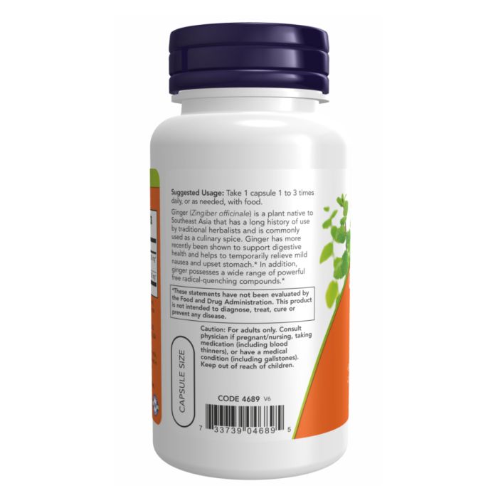 NOW Foods Імбир 550 мг – натуральна підтримка травлення та зняття нудоти 250 мг - 90 vcaps
