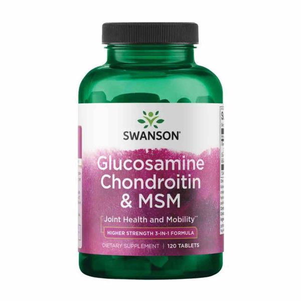 Комплекс для суглобів Хондропротектор Swanson, Glucosamine Chondroitin & Msm - Higher Strength - 120 tabs