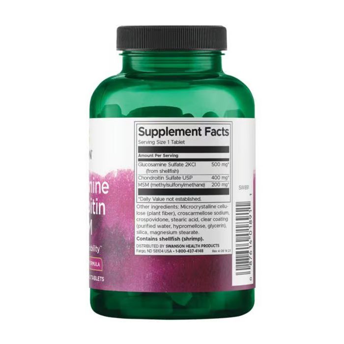 Комплекс для суглобів Хондропротектор Swanson, Glucosamine Chondroitin & Msm - Higher Strength - 120 tabs