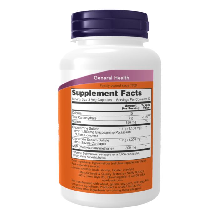 NOW Glucosamine & Chondroitin with MSM – для здоров’я та комфорту суглобів - 180 vcaps