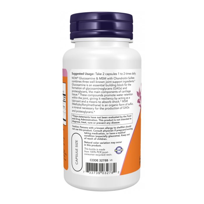 NOW Glucosamine & MSM with Chondroitin – для підтримки здоров’я та рухливості суглобів - 60 caps