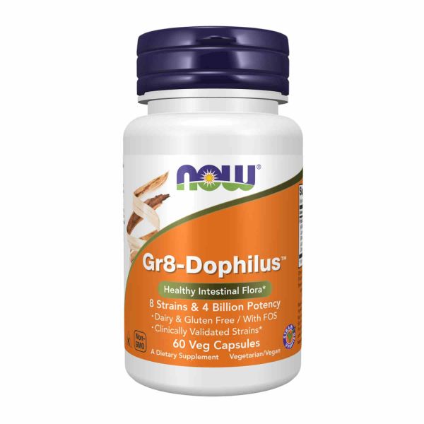 NOW® Gr8-Dophilus™ – 8 штамів пробіотиків для здоров’я кишечника - 60 vcaps