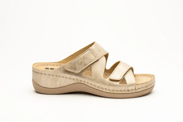 Жіночі шльопанці Leon Золотий 906-Золотистий-блиск ортопедія