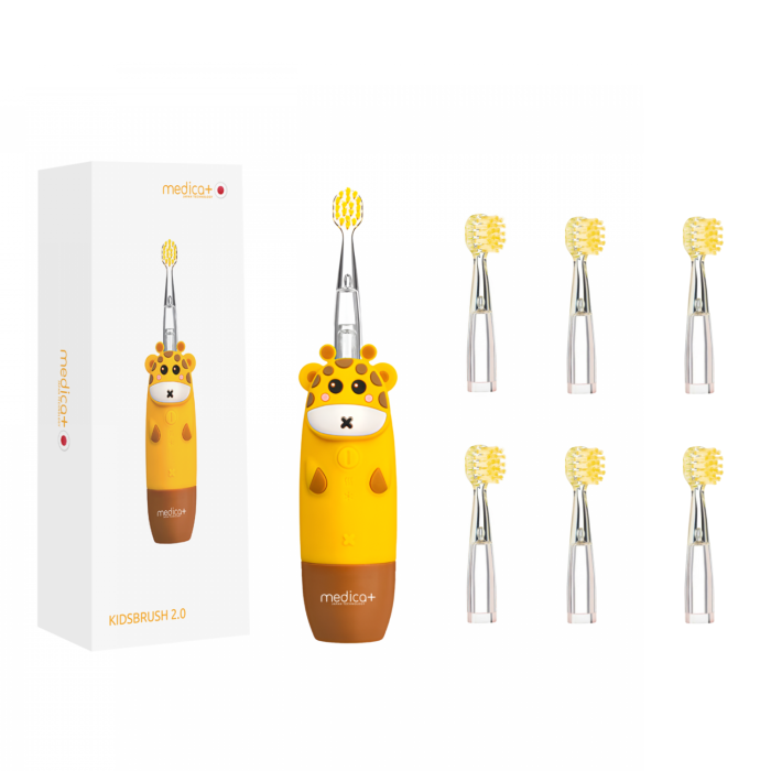 Дитяча зубна щітка MEDICA+ KidsBrush 2.0 Yellow + Насадки (6 шт)