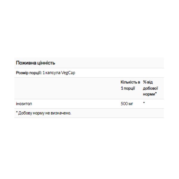 Solaray Інозітол, Inositol, 500 мг, 100 вегетаріанських капсул