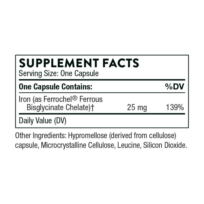 Thorne Iron Bisglycinate – легкозасвоюване залізо без побічних ефектів - 60 табл.