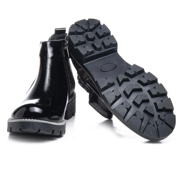 Ботинки для девочек леопард черный (арт.LEO-1038) Theo Leo (Турция)