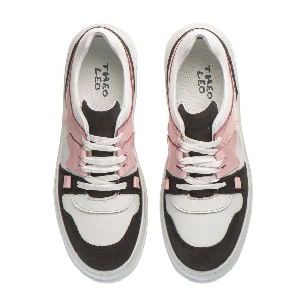 Кеди профілактичні для дівчинки, білий/чорний/рожевий (арт. LEO-3445 WH-BL), Theo Leo (Туреччина)