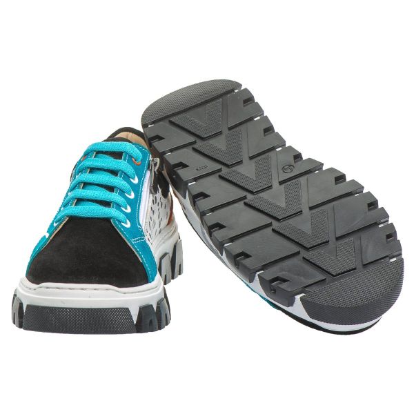 Кеди профілактичні для дівчинки, чорні/принт леопард (арт. LEO-3402 BL-DOT), Theo Leo (Туреччина)