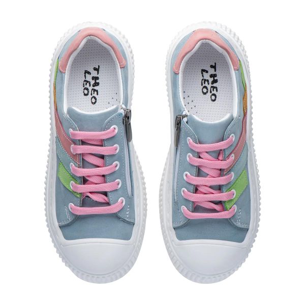 Кеди профілактичні для дівчинки, блакитний/кольоровий декор (арт. LEO-3425), Theo Leo (Туреччина)