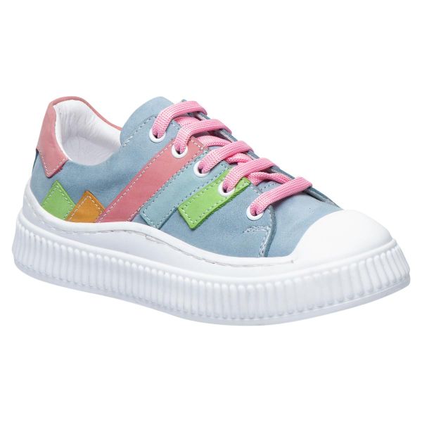 Кеди профілактичні для дівчинки, блакитний/кольоровий декор (арт. LEO-3425), Theo Leo (Туреччина)