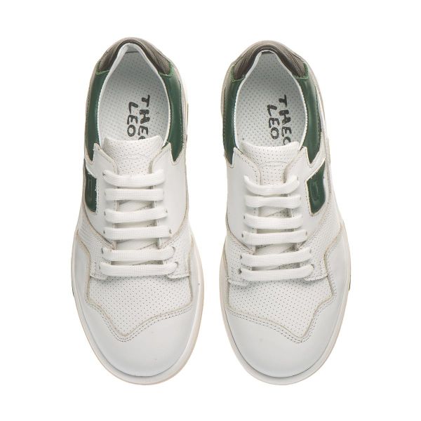 Кеди профілактичні для хлопчиків, білий/зелений (арт. LEO-3446 WH), Theo Leo (Туреччина)