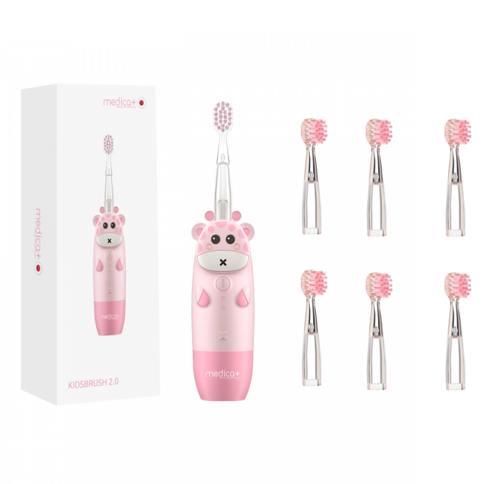Дитяча зубна щітка MEDICA+ KidsBrush 2.0 Pink + Насадки (6 шт)