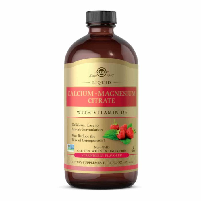 Liquid Calcium Magnesium Citrate with Vitamin D3 - 16 oz Natural Strawberry Liquid Calcium Magnesium Citrate with Vitamin D3 - 16 oz Natural Strawberry