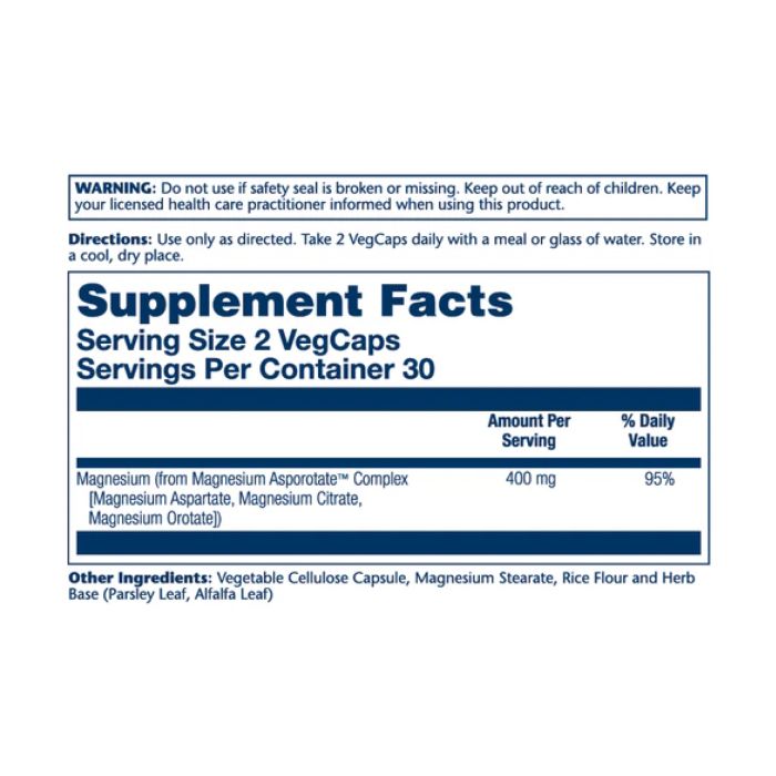 Magnesium Asporotate 400 mg – 60 капсул для підтримки м’язів, нервової системи та кісток