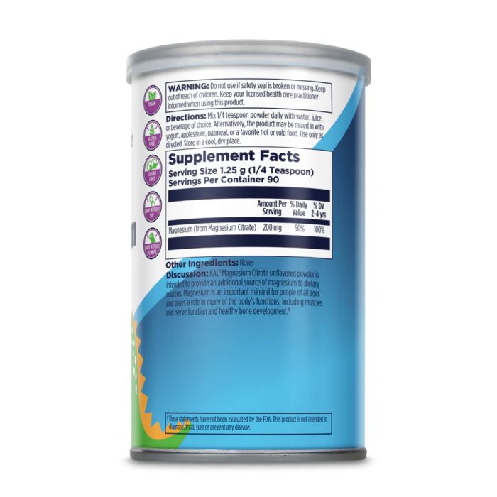 KAL Magnesium Citrate Powder – Легкозасвоюваний Магній для М’язів, Кісток та Нервів 200 мл.