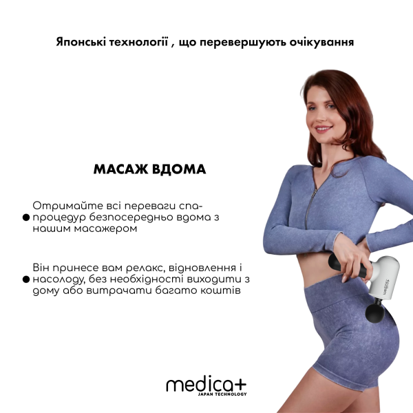 Перкуссионный массажер для тела и мышц Medica+ MassHand Pro 4.0 White