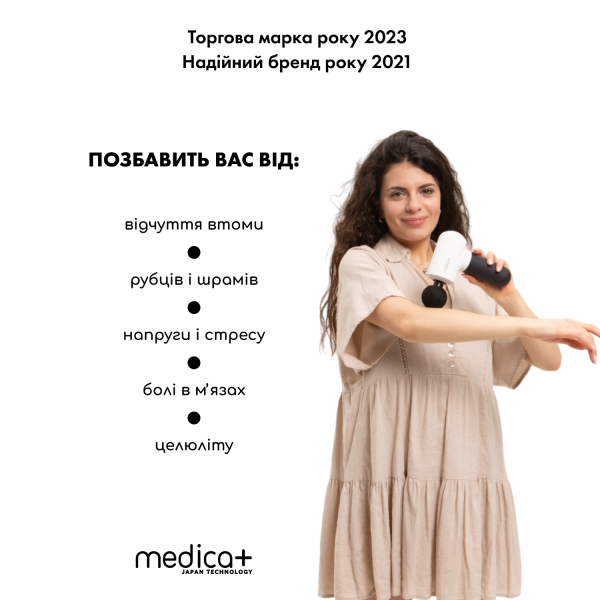 Перкуссионный массажер для тела и мышц Medica+ MassHand Pro 4.0 White