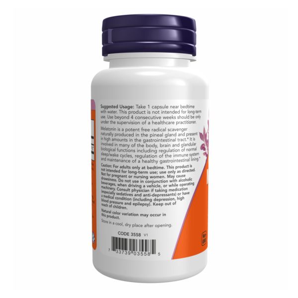 Melatonin 20 мг NOW — Поддержка здорового сна и антиоксидантная защита - 90 vcaps