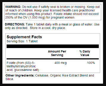 Methyl Folate 400mcg - 90 tabs