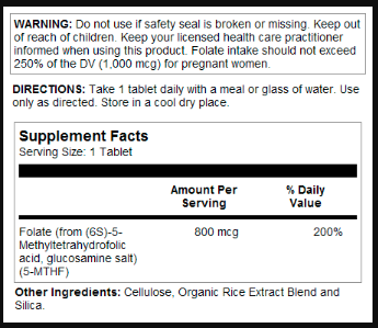 Methyl Folate 800mcg - 90 tabs