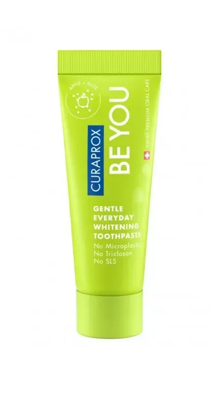 Освітлююча зубна паста Curaprox Be You Green, салатового кольору, 10 мл., RDA - 50 Смак: Яблуко & Алое