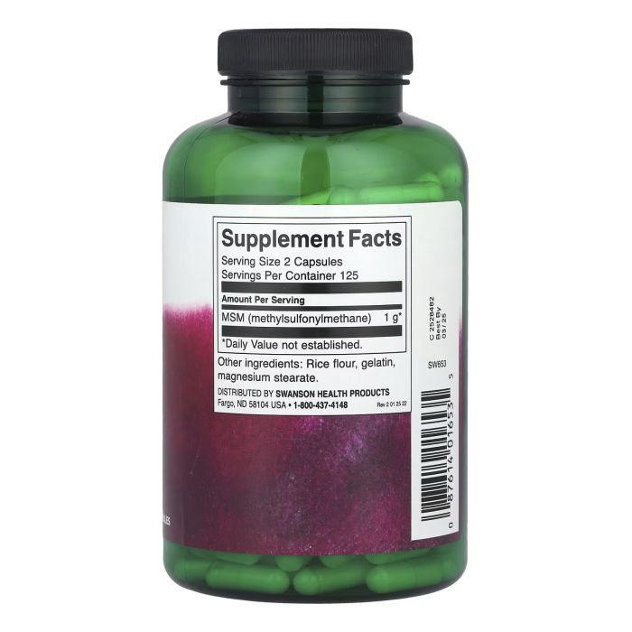 МСМ Swanson – біоактивна сірка для суглобів, шкіри та волосся 500mg - 250 caps