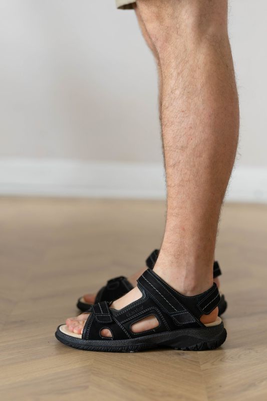 Чоловічі сандалі "GIOVANNI", чорний/нубук, 7-25 7128 0100, Ganter (Австрія)