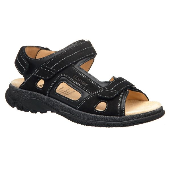 Чоловічі сандалі "GIOVANNI", чорний/нубук, 7-25 7128 0100, Ganter (Австрія)