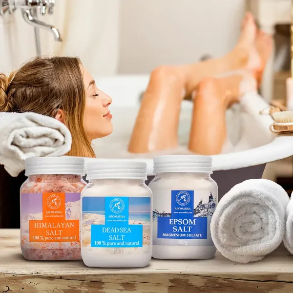 Набір солей для ванн «Мертвого моря» 350 г, «Гімалайська» 450 г, «Епсом» 400 г Ароматика