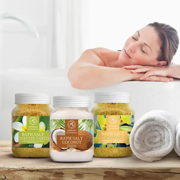 Набір солей для ванн «Моной де Таїті», «Кокос», «Ваніль» 3 шт x 400 г Ароматика
